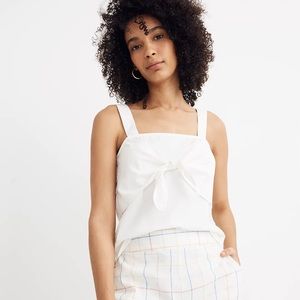 Madewell White Tie-Front Square-Neck Tank
